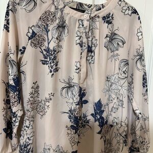 Banana Republic Floral Blouse - Cream and Blue